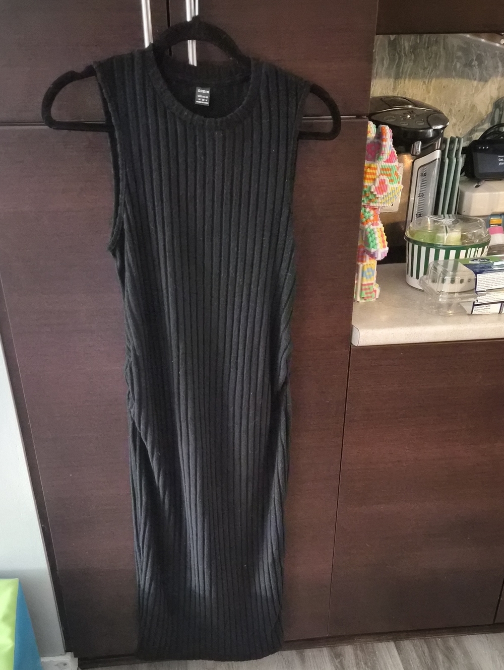 Sleeveless Ribbed Black Maxi Dress Maternity